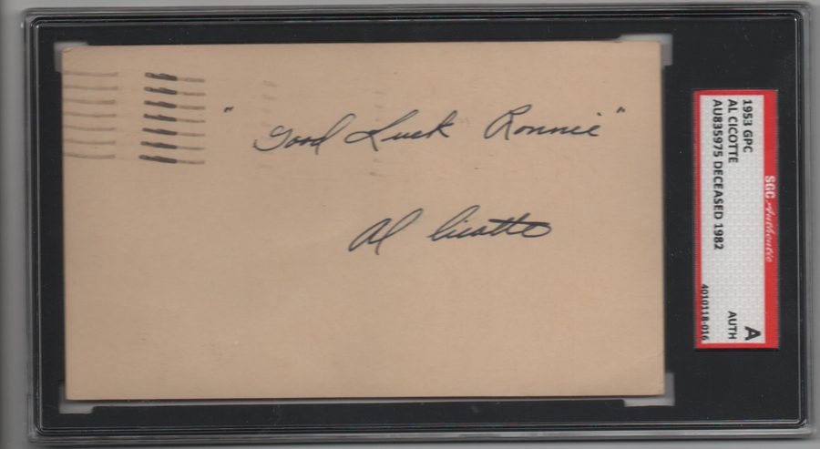Al Cicotte autograph in the Astros A to Z collection