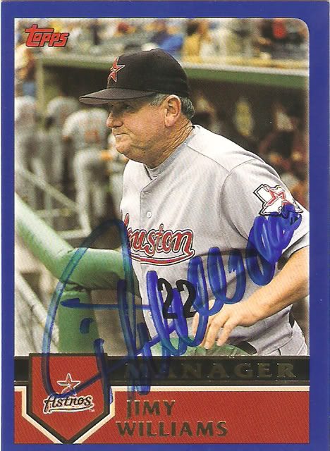 Jimy Williams autograph in the Astros A to Z collection