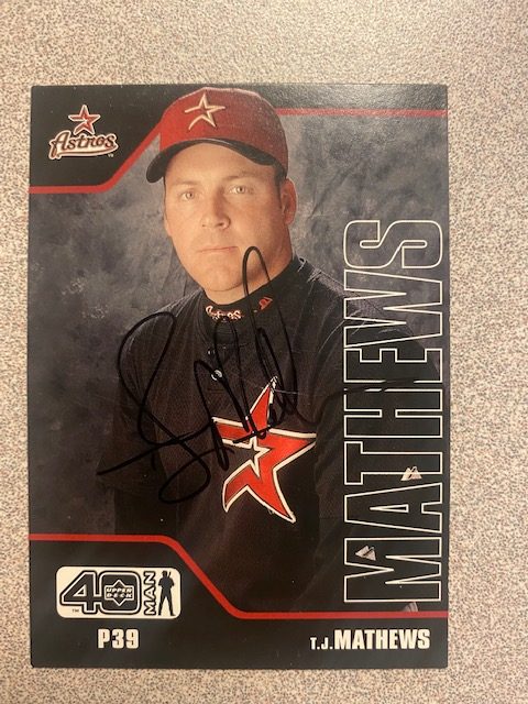 TJ Mathews autograph in the Astros A to Z collection